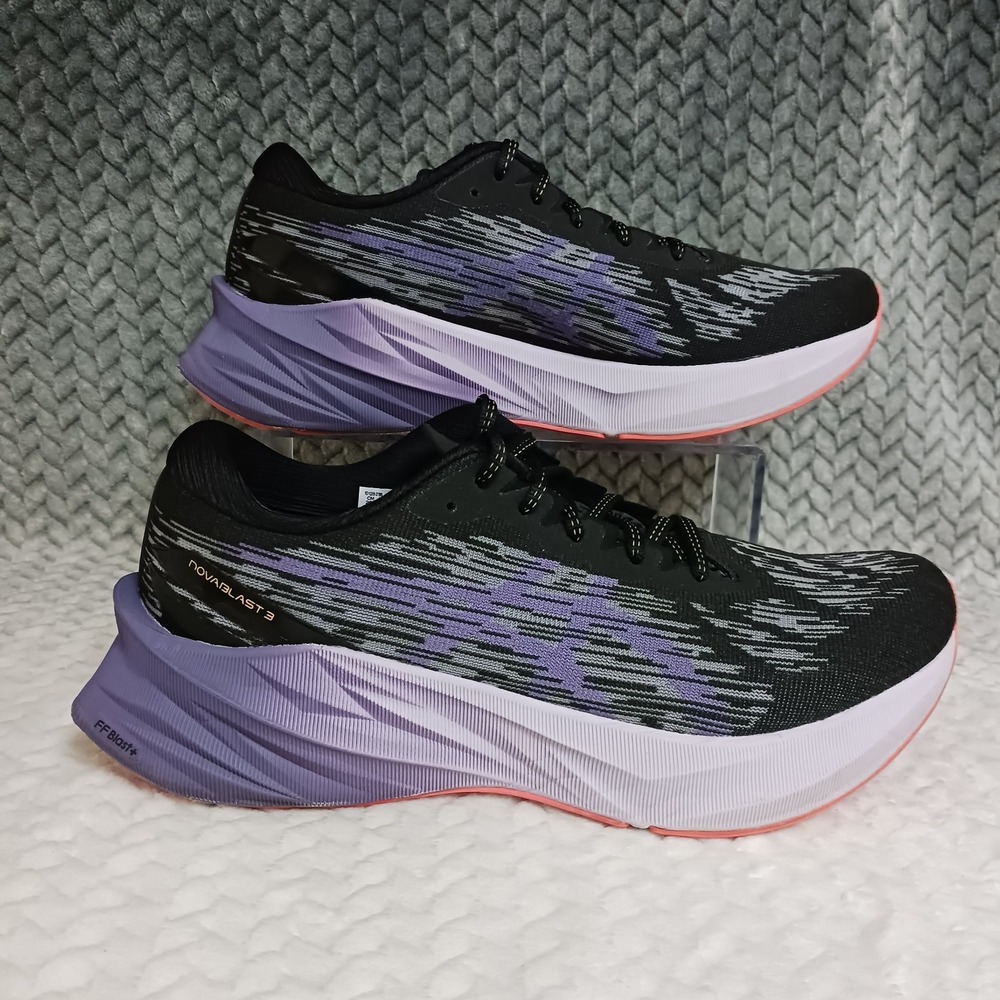 Asics Novablast 3 Black Dusty Purple Womens Walking Running Sneakers Shoes Sz 10